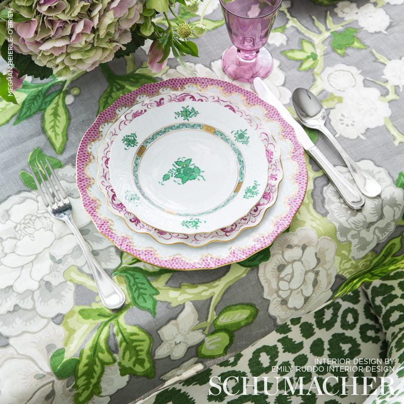 Schumacher Bermuda Blossoms Slate Fabric