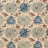 Schumacher Katsugi Indigo & Cinnabar Fabric