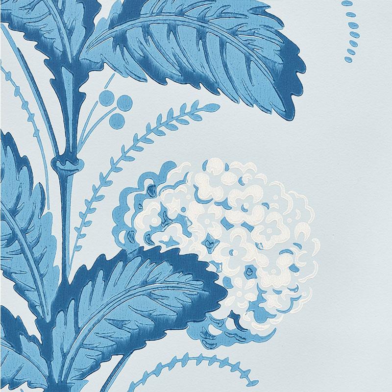 Schumacher Hydrangea Drape Delft Wallpaper – DecoratorsBest