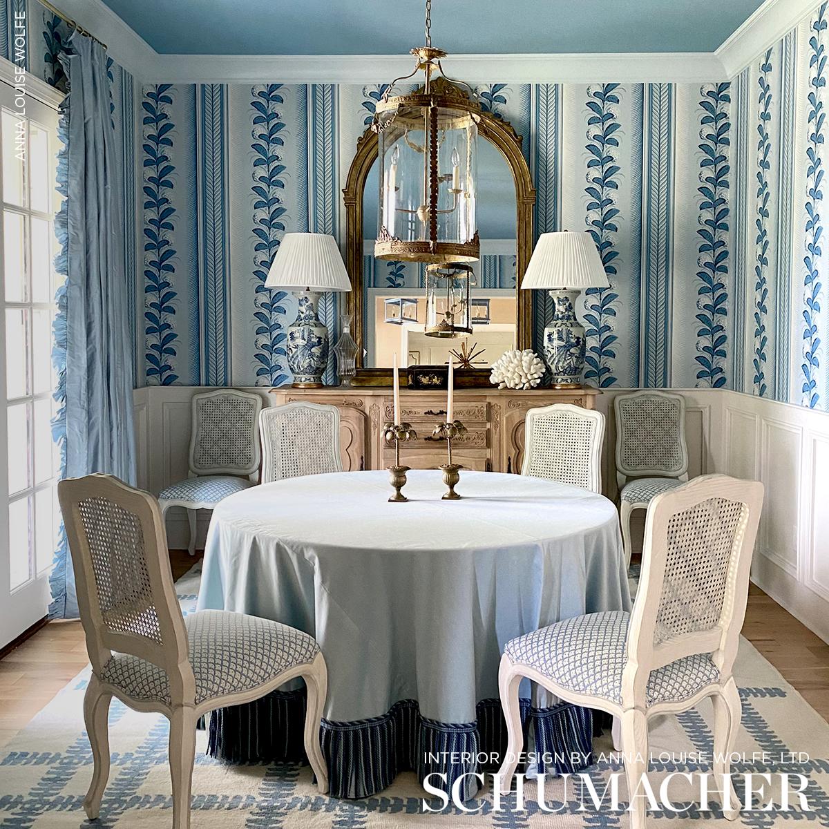 Schumacher Hydrangea Drape Delft Wallpaper – DecoratorsBest