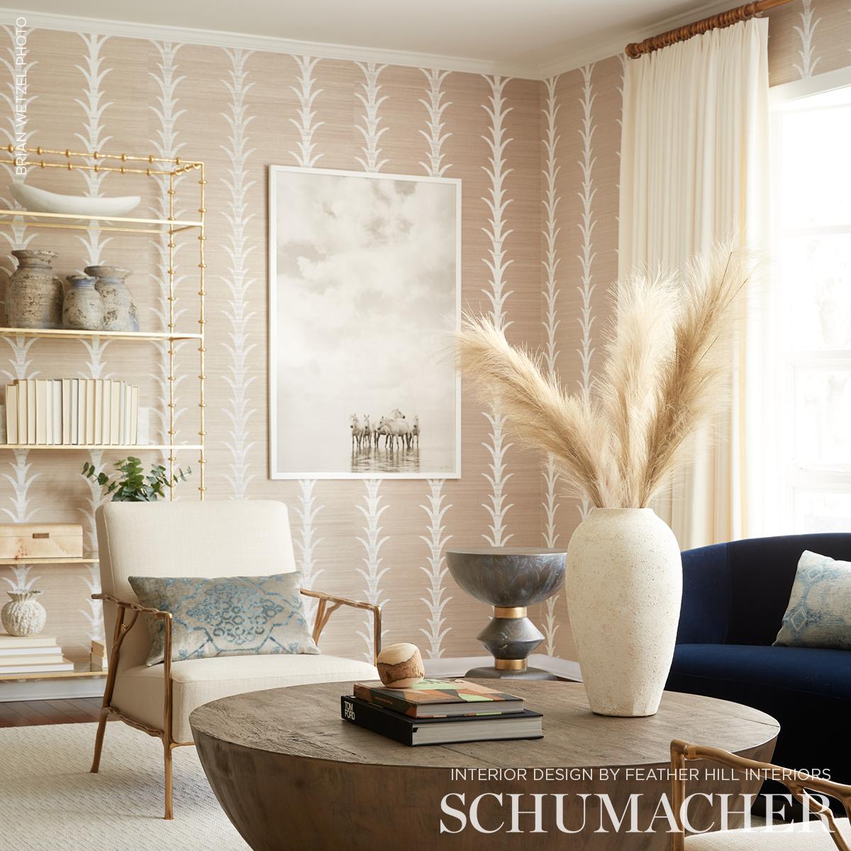 Schumacher Acanthus Stripe Sisal Fog & Chalk Wallpaper – DecoratorsBest
