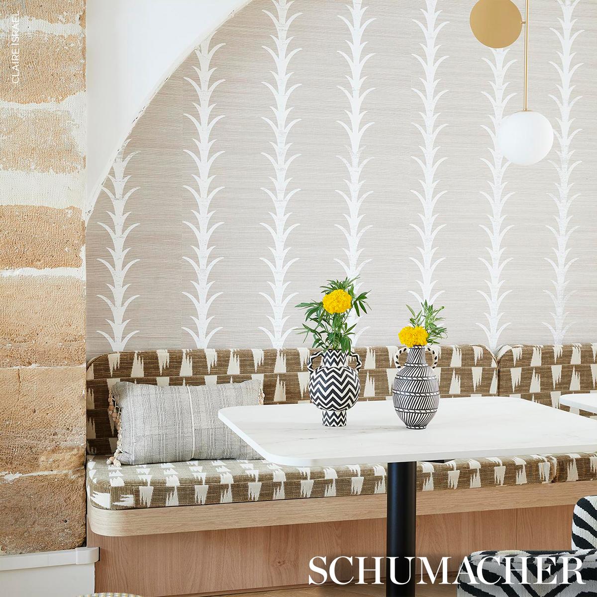 Schumacher Acanthus Stripe Sisal Fog & Chalk Wallpaper – DecoratorsBest