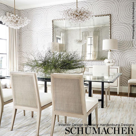 Schumacher Feather Bloom Sisal Dove Wallpaper