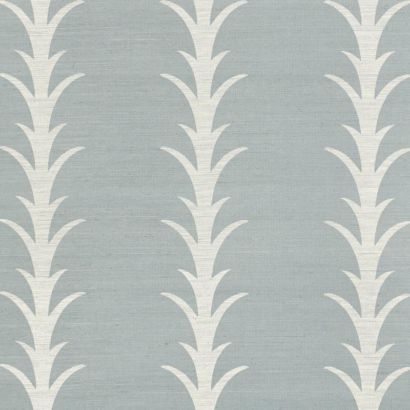 Schumacher Acanthus Stripe Sisal Chambray Wallpaper