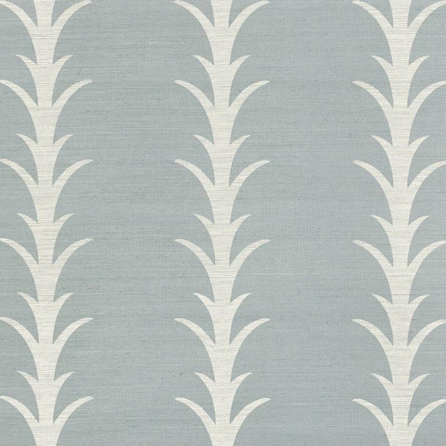 Schumacher Acanthus Stripe Sisal Chambray Wallpaper