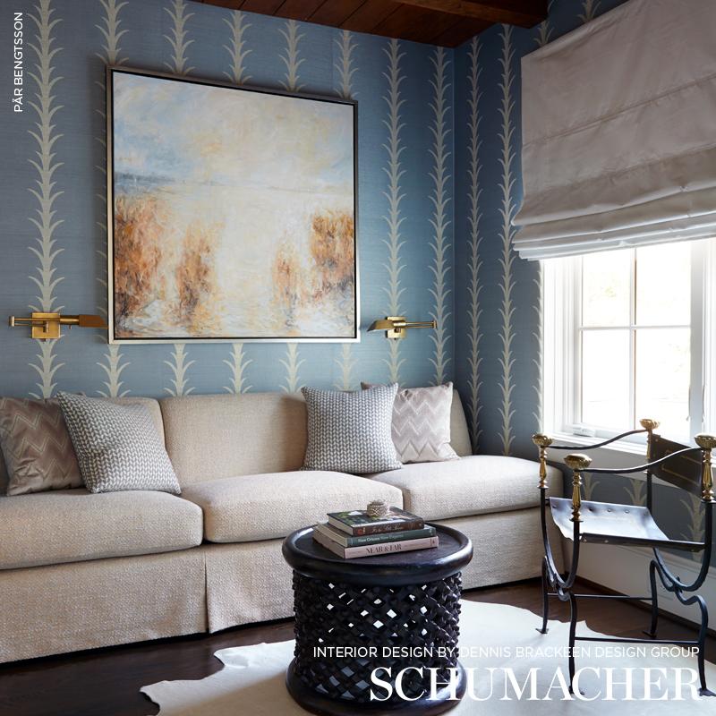 Schumacher Acanthus Stripe Sisal Chambray Wallpaper – DecoratorsBest