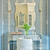 Schumacher Acanthus Stripe Sisal Chambray Wallpaper