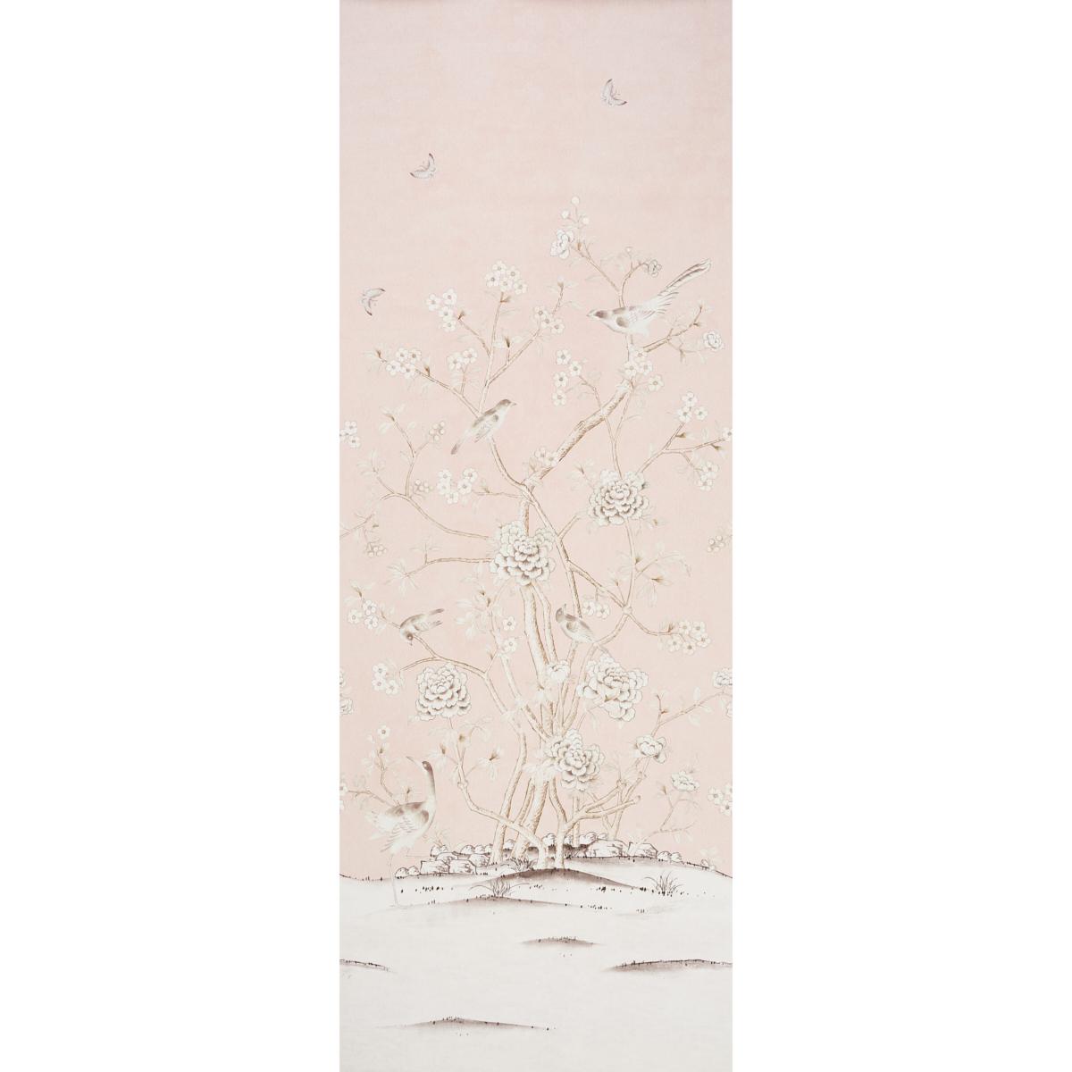 Schumacher Chinois Palais Panel Blush Conch Wallpaper