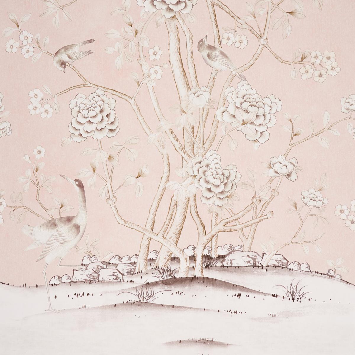 Schumacher Chinois Palais Panel Blush Conch Wallpaper