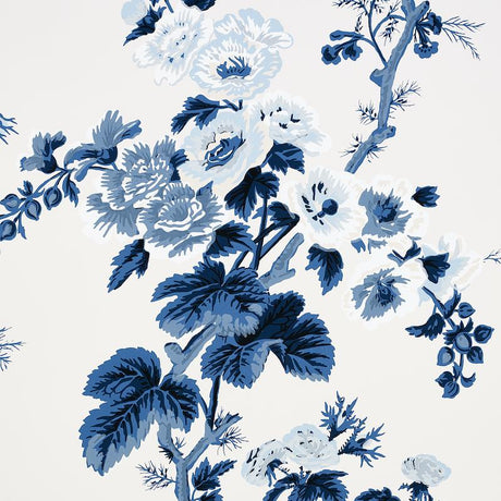 Schumacher Pyne Hollyhock Indigo Wallpaper