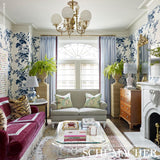 Schumacher Pyne Hollyhock Indigo Wallpaper