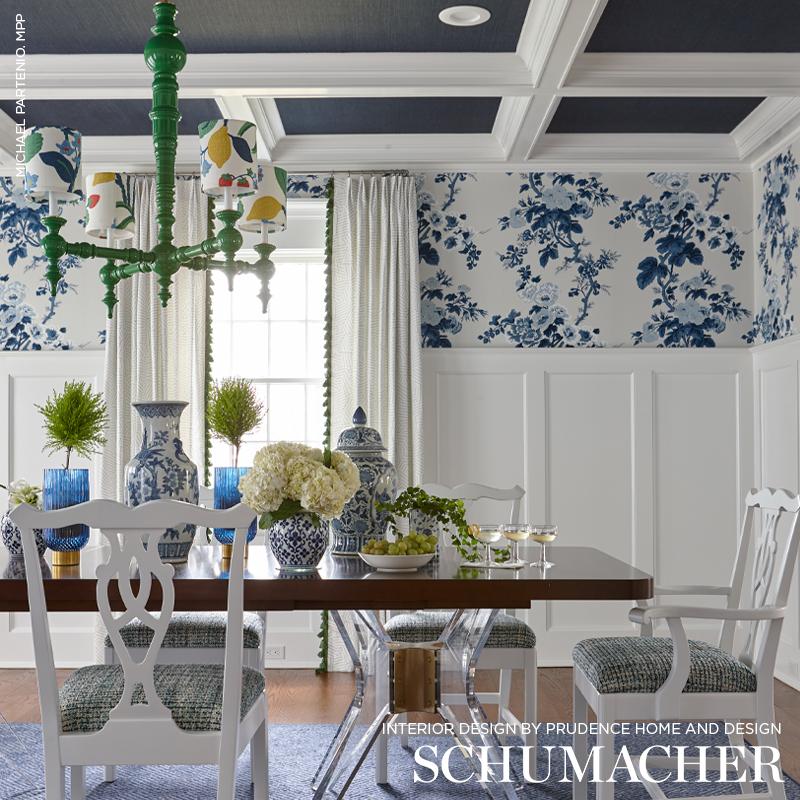 Schumacher Pyne Hollyhock Indigo Wallpaper
