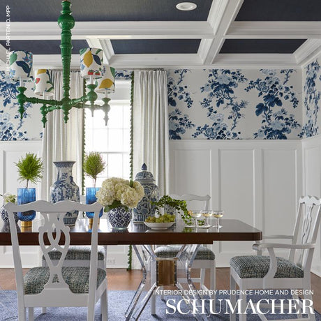 Schumacher Pyne Hollyhock Indigo Wallpaper