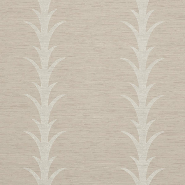 Schumacher Acanthus Stripe Vinyl Taupe Wallpaper