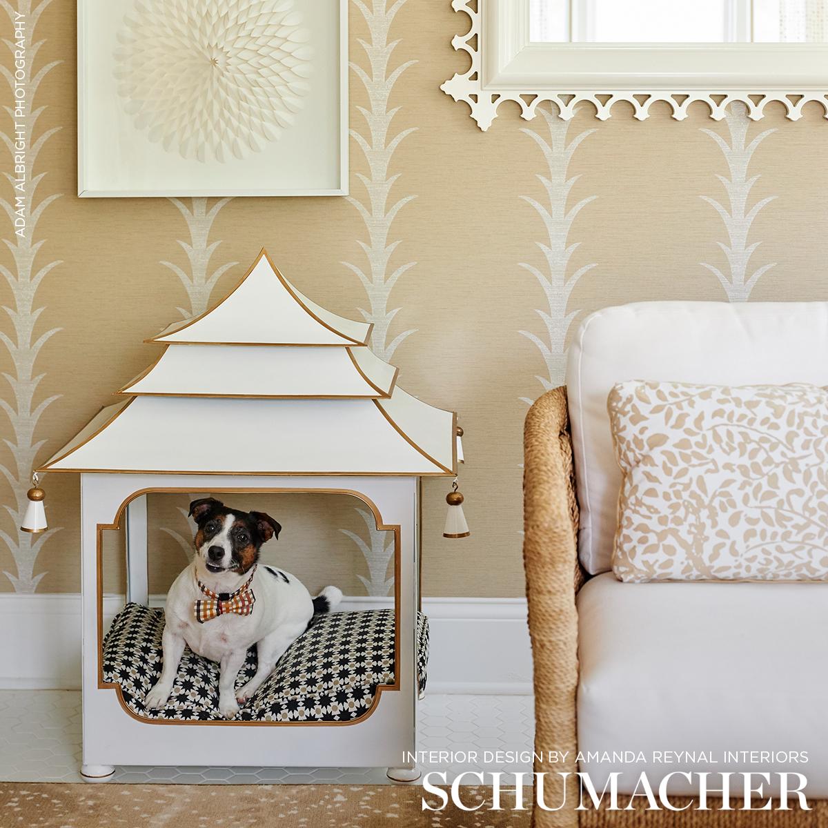 Schumacher Acanthus Stripe Vinyl Natural Wallpaper