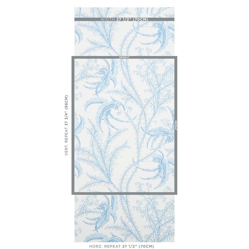 Schumacher Ocean Toile Delft Wallpaper