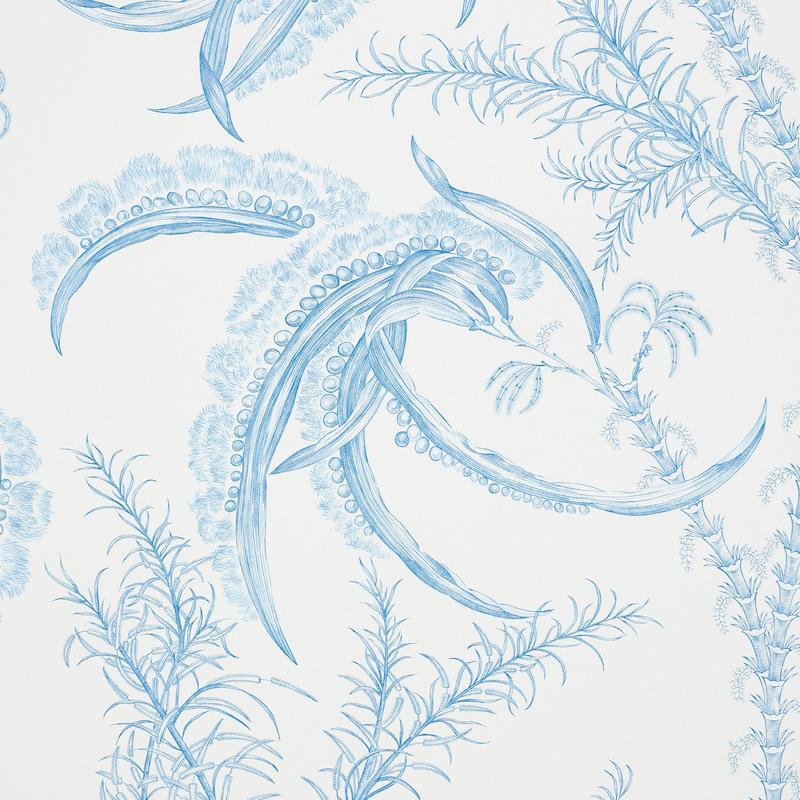 Schumacher Ocean Toile Delft Wallpaper