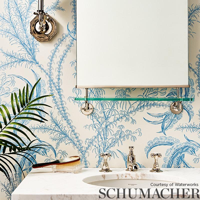 Schumacher Ocean Toile Delft Wallpaper
