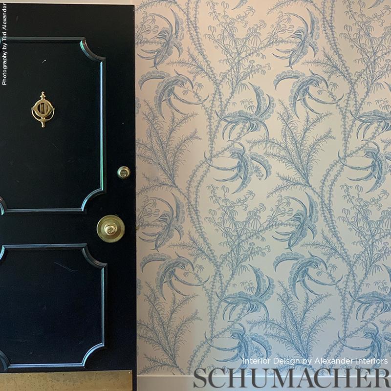 Schumacher Ocean Toile Delft Wallpaper