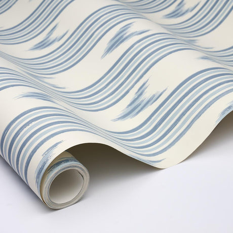Schumacher Santa Barbara Ikat China Blue Wallpaper