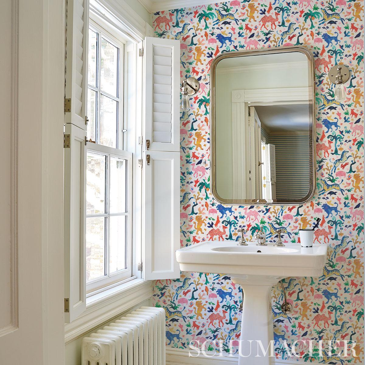 Schumacher Beasts Multi On Ivory Wallpaper