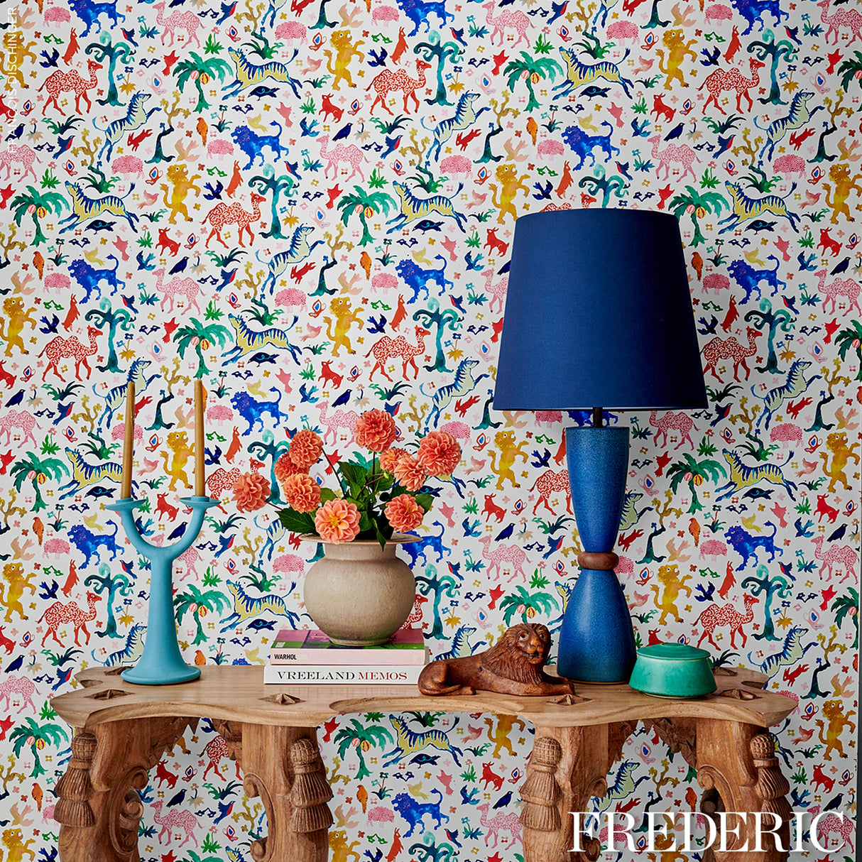 Schumacher Beasts Multi On Ivory Wallpaper