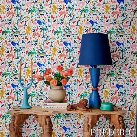 Schumacher Beasts Multi On Ivory Wallpaper