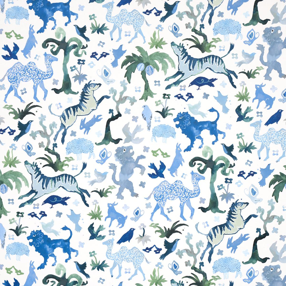 Schumacher Beasts Blue And Green Wallpaper
