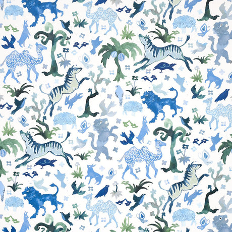 Schumacher Beasts Blue And Green Wallpaper