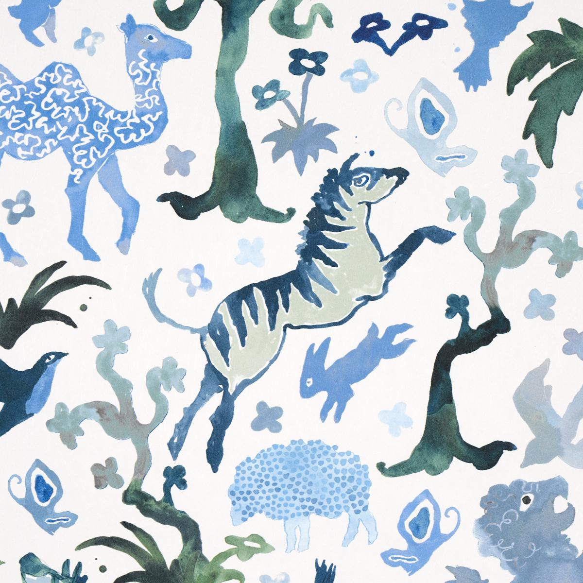 Schumacher Beasts Blue And Green Wallpaper