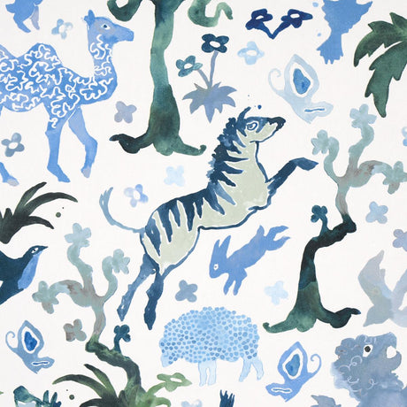 Schumacher Beasts Blue And Green Wallpaper