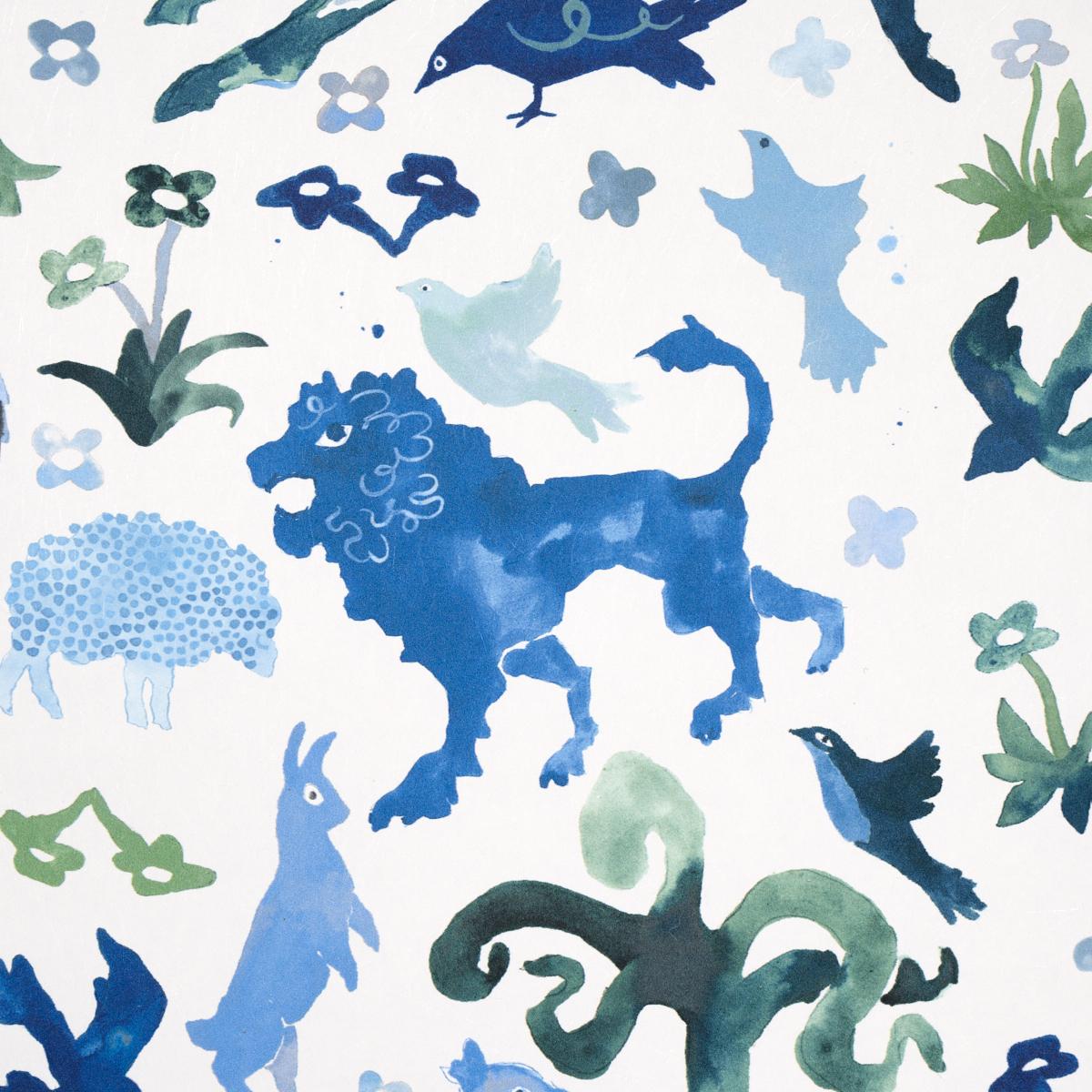 Schumacher Beasts Blue And Green Wallpaper