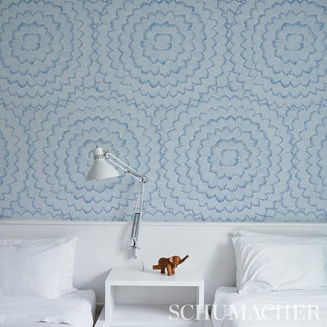 Schumacher Feather Bloom Blue Wallpaper