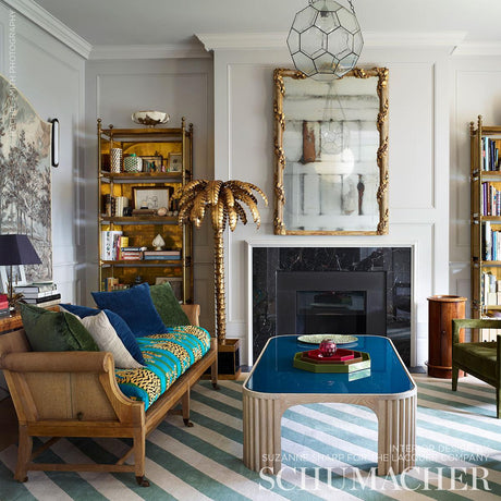 Schumacher Jokhang Tiger Velvet Peacock & Olive Fabric