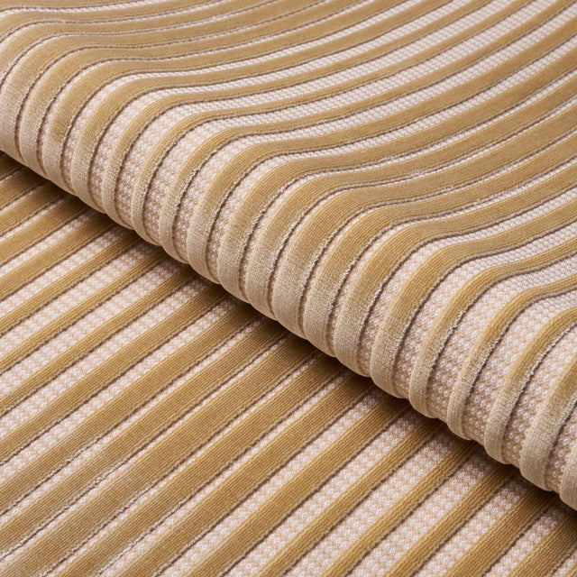 Schumacher Chimay Stripe Velvet Champagne Fabric
