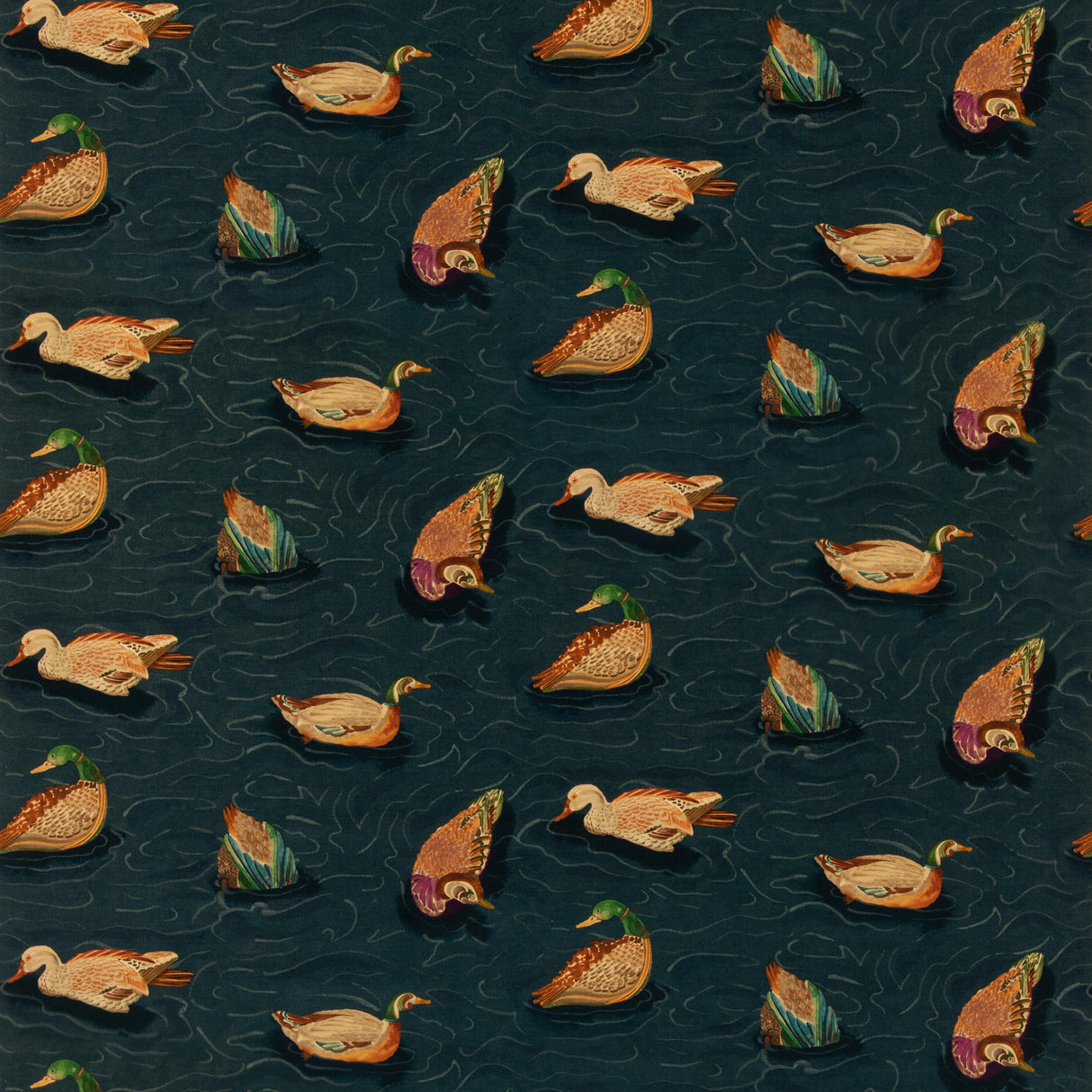 Mulberry DUCK POND VELVET INDIGO Fabric