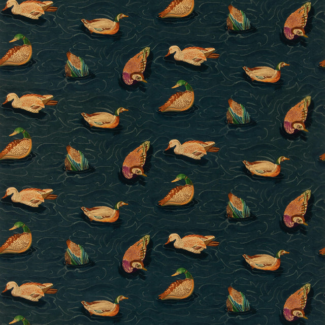 Mulberry DUCK POND VELVET INDIGO Fabric