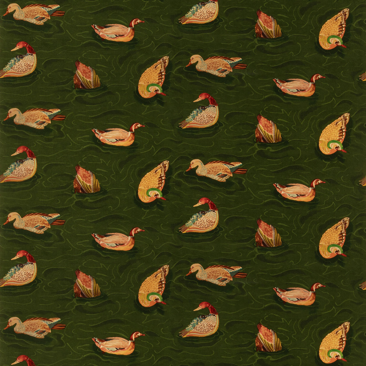Mulberry DUCK POND VELVET EMERALD Fabric