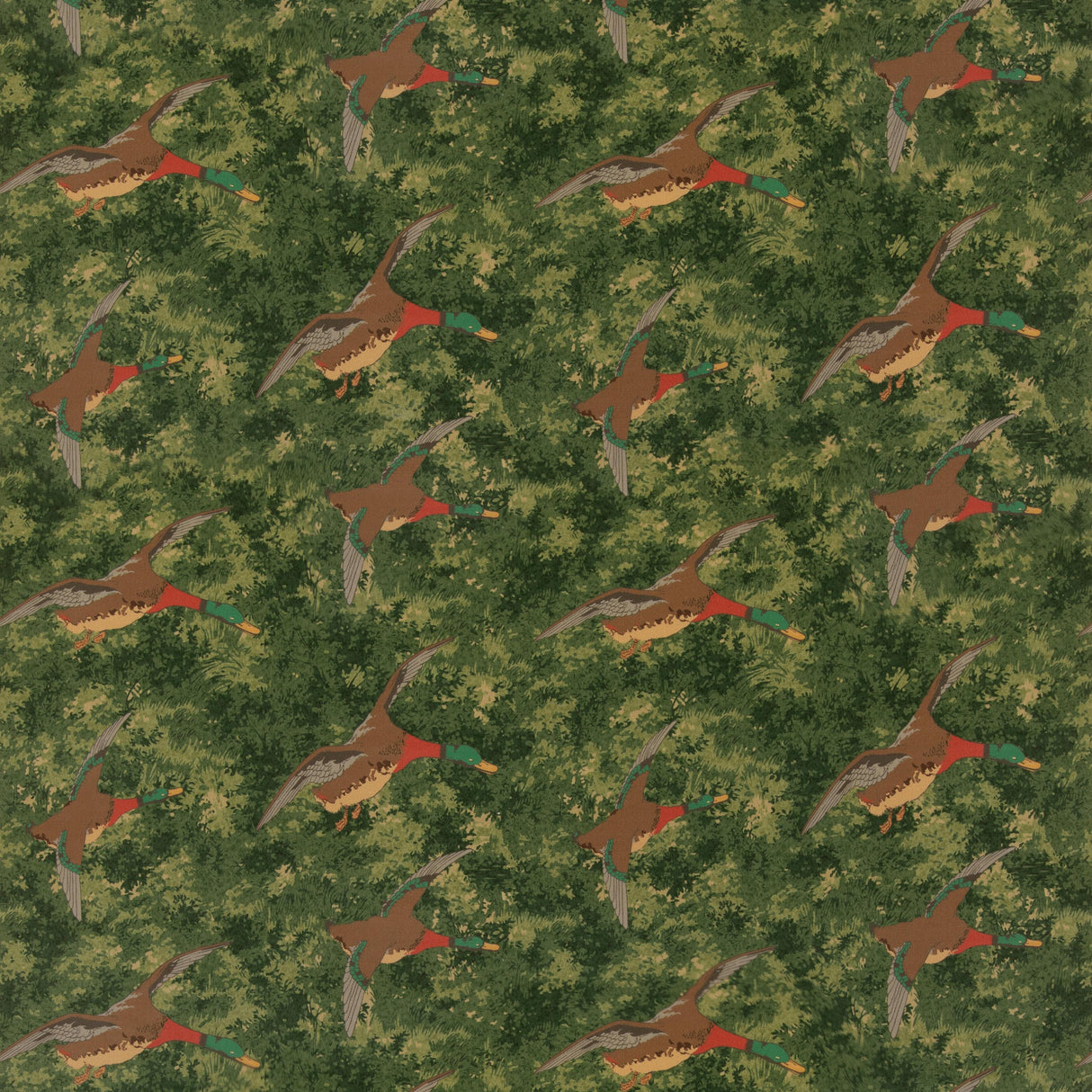 Mulberry FOREST DUCKS VELVET EMERALD Fabric