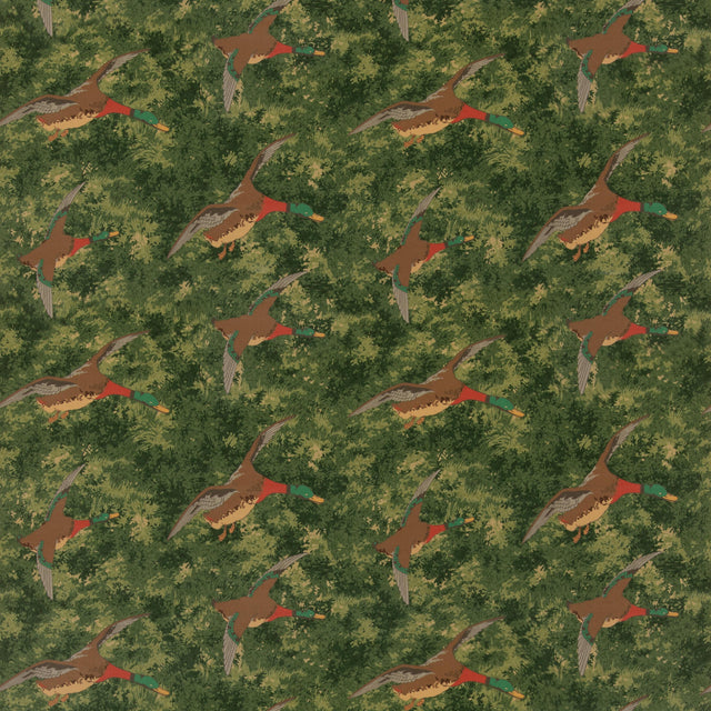 Mulberry FOREST DUCKS VELVET EMERALD Fabric