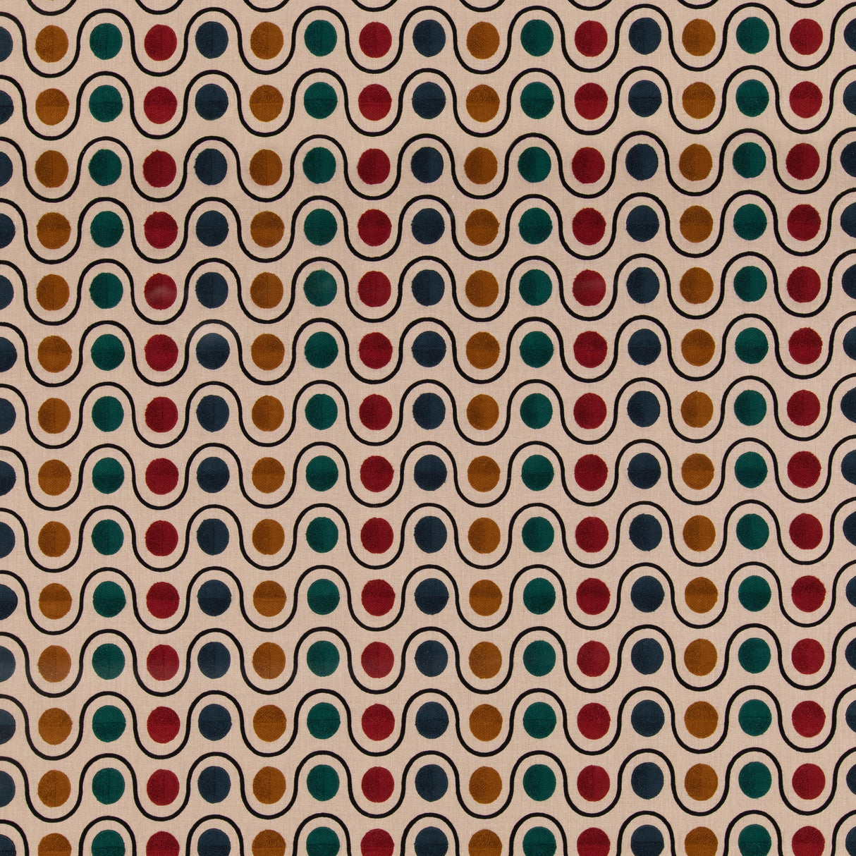 Mulberry WICKET TEAL/RED Drapery Fabric