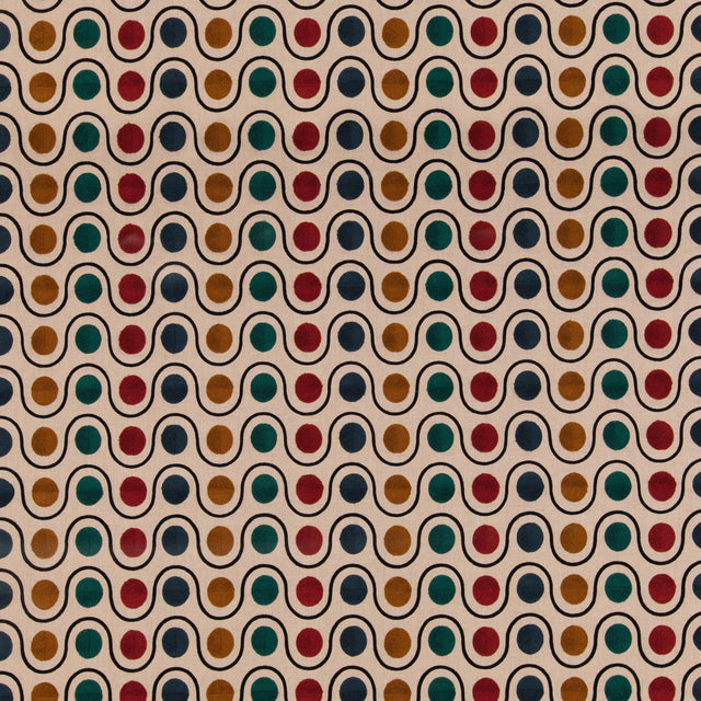 Mulberry WICKET TEAL/RED Drapery Fabric