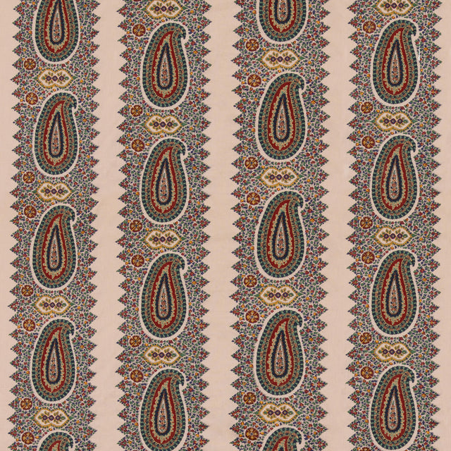 Mulberry PAISLEY STRIPE INDIGO/RED Drapery Fabric