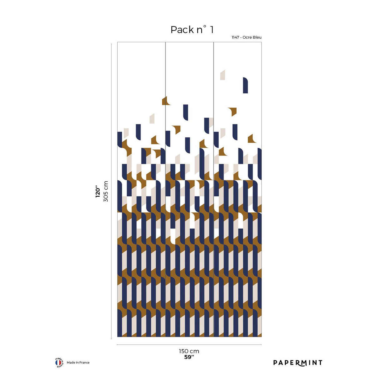 Papermint Alma Pack 1 in Blue Wall Mural