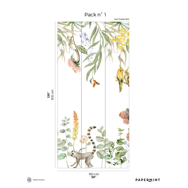 Papermint Alice Pack 1 in Green Wall Mural