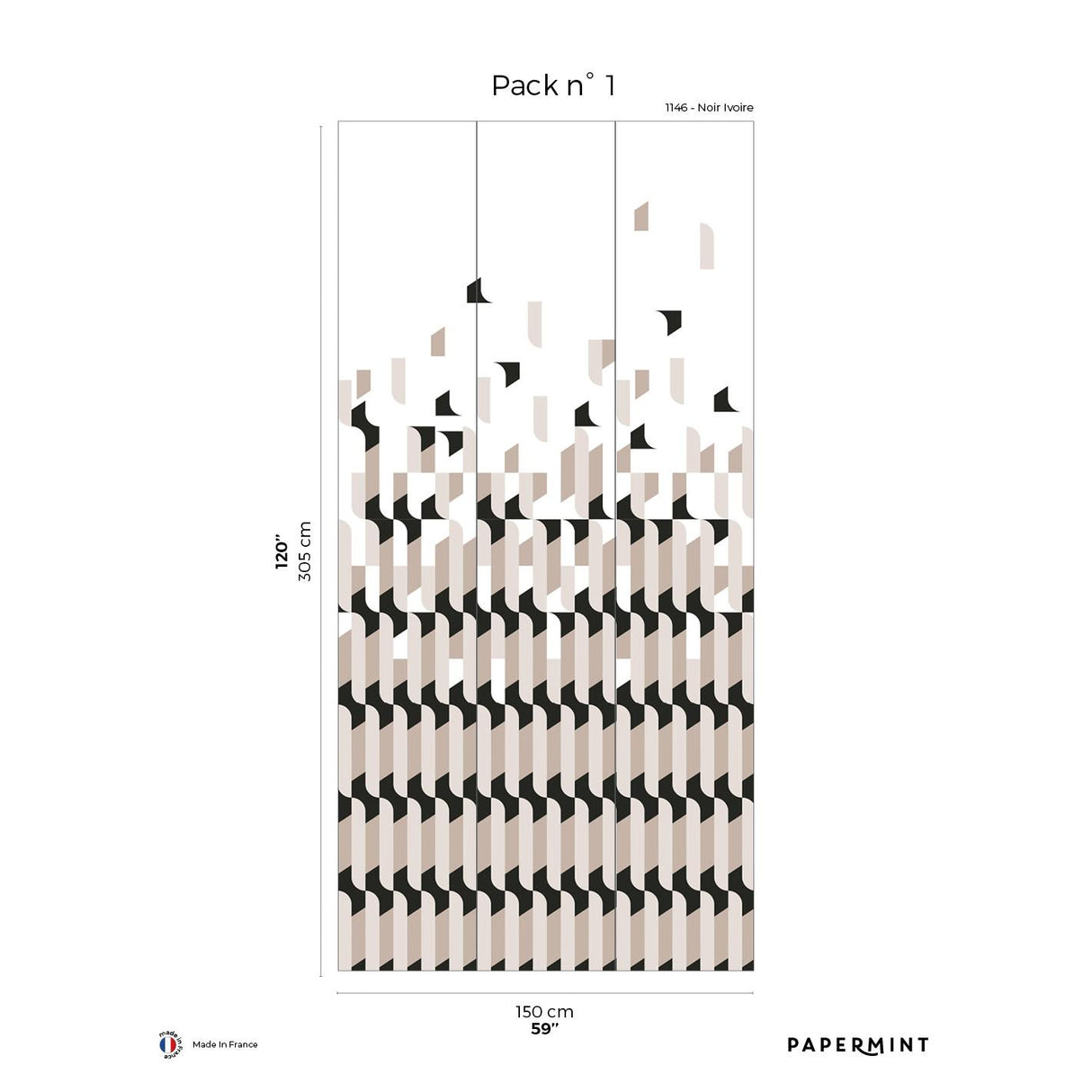 Papermint Alma Pack 1 in Black Wall Mural