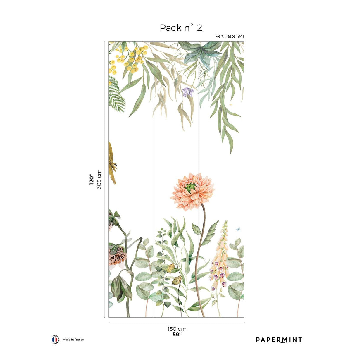 Papermint Alice Pack 2 in Green Wall Mural