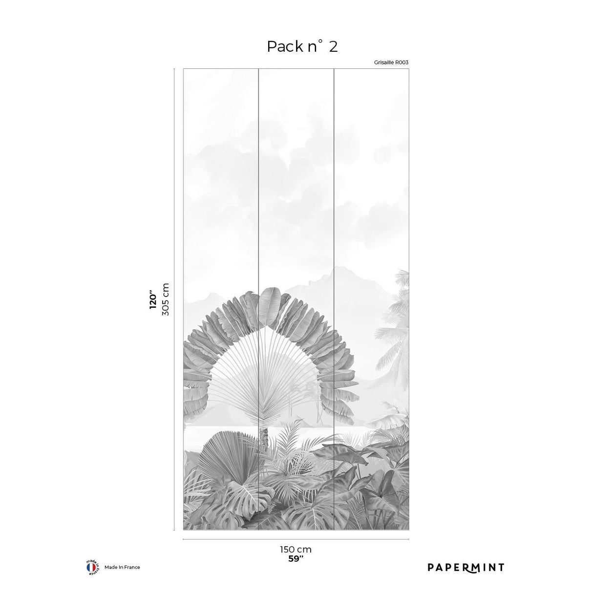 Papermint Amazonia Pack 2 in Gray Wall Mural