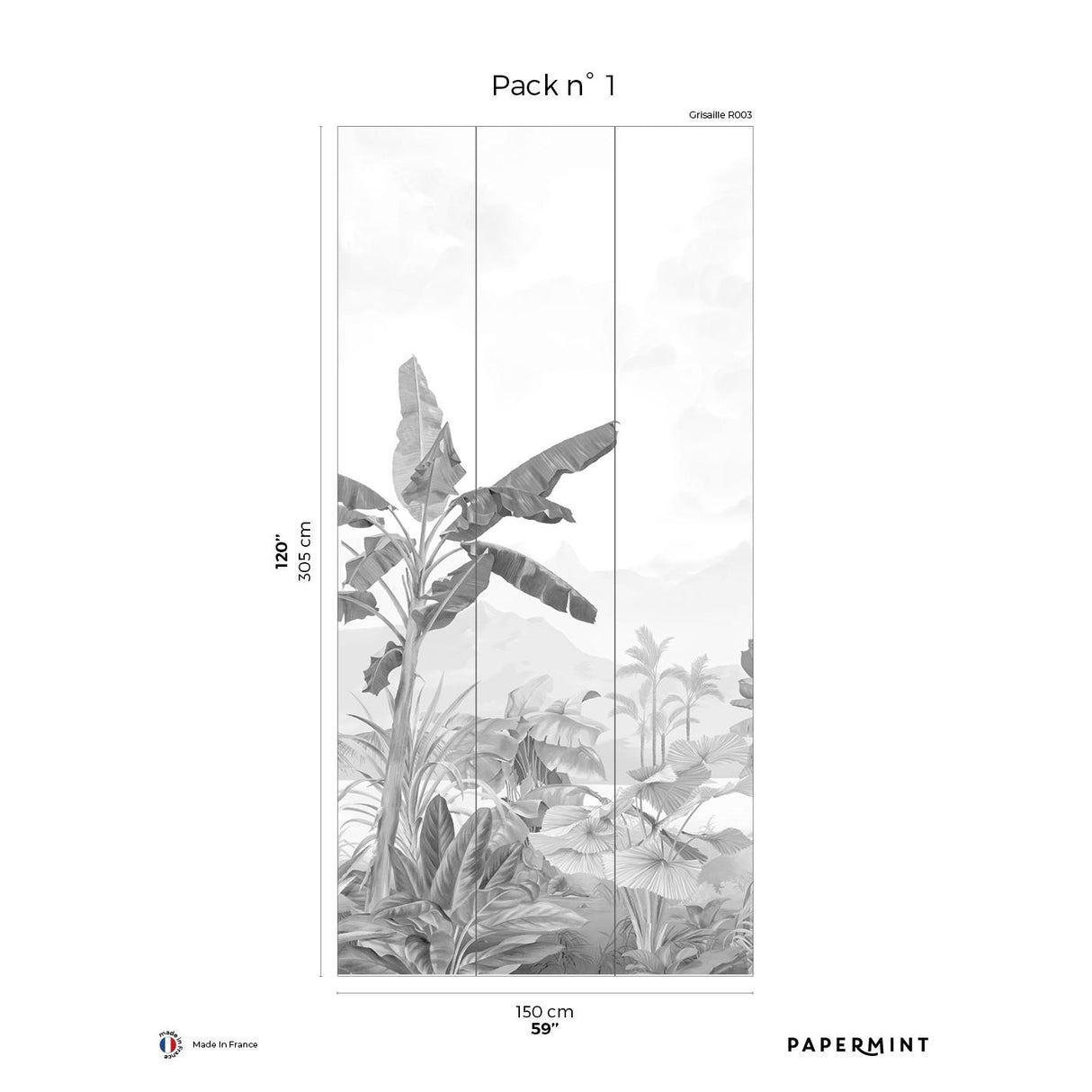 Papermint Amazonia Pack 1 in Gray Wall Mural