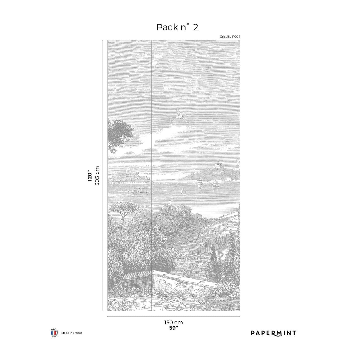 Papermint By the Sea Pack 2 in Gray Wall Mural